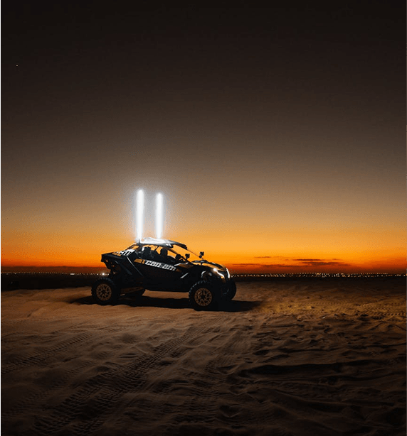 Desert vehicle at sunset - Contact Dunes to Dubai for your next adventure