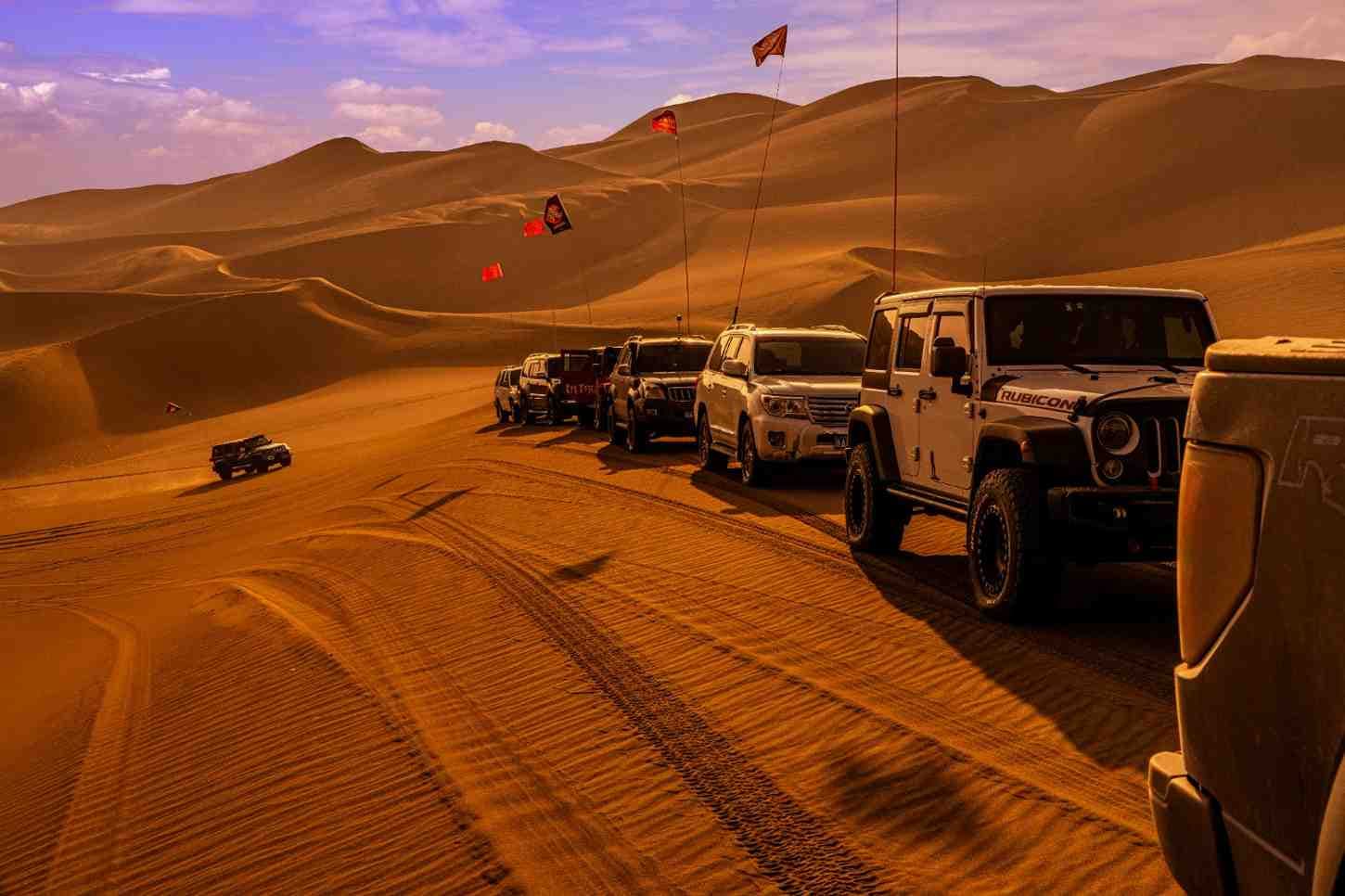 Elite Horizon Tourism desert safari camp at sunset